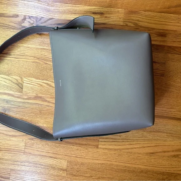 Jolina Leather Bucket Tote Grey